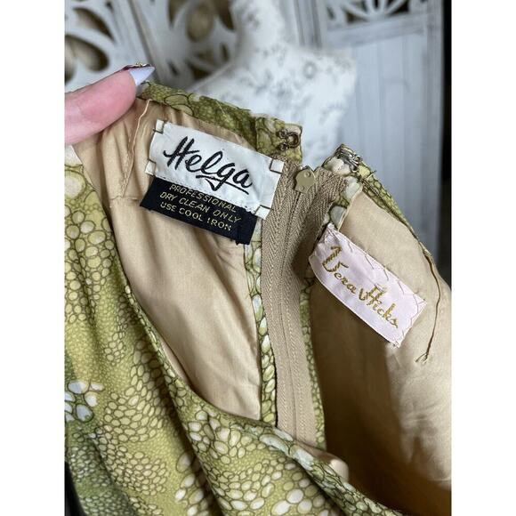 Vintage 60s 70s Vera Hicks Helga Green Yellow Retro Funky Dress Medium Small - Picture 4 of 9